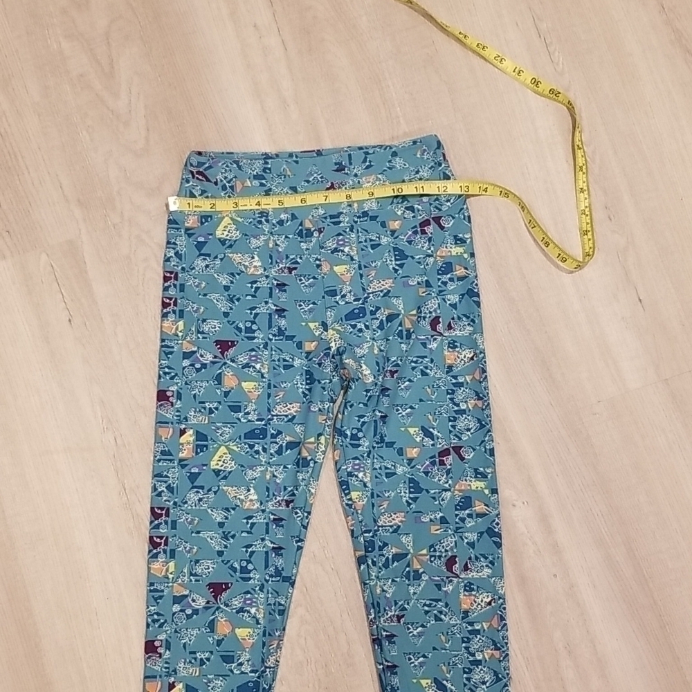 LuLaRoe One Size Patterned Aqua Leggings EUC 🎯